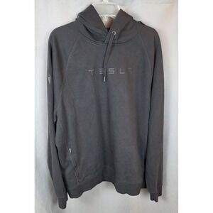 Tesla Black Logo Hoodie Hooded Sweatshirt Pullover Size 2XL Unisex